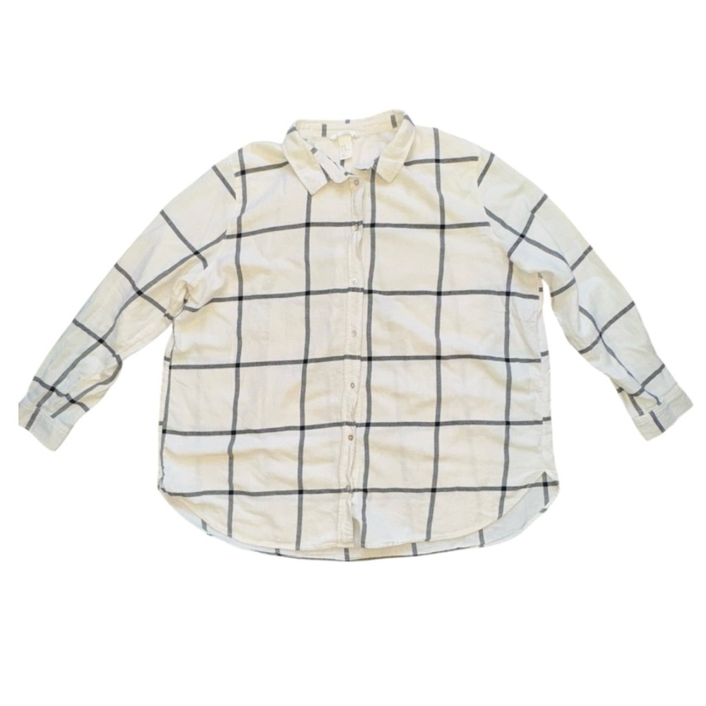 Off White Plaid Button Down - image 4